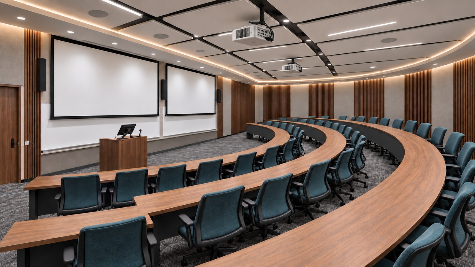 Tiered Lecture Hall Projection and Audio