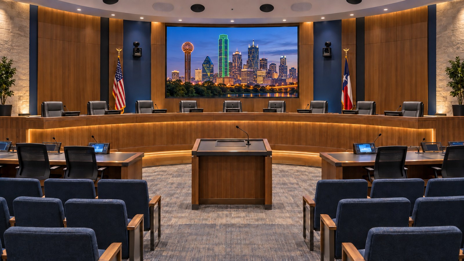 Council Chamber LED Wall and Member Touch Panels