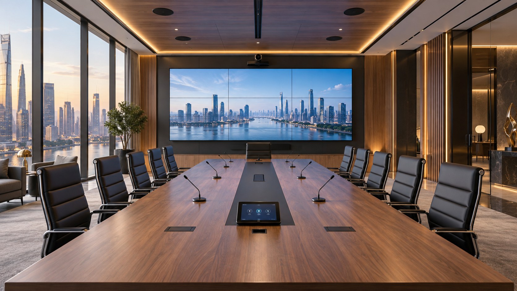 Boardroom Video Wall and Delegate Microphones