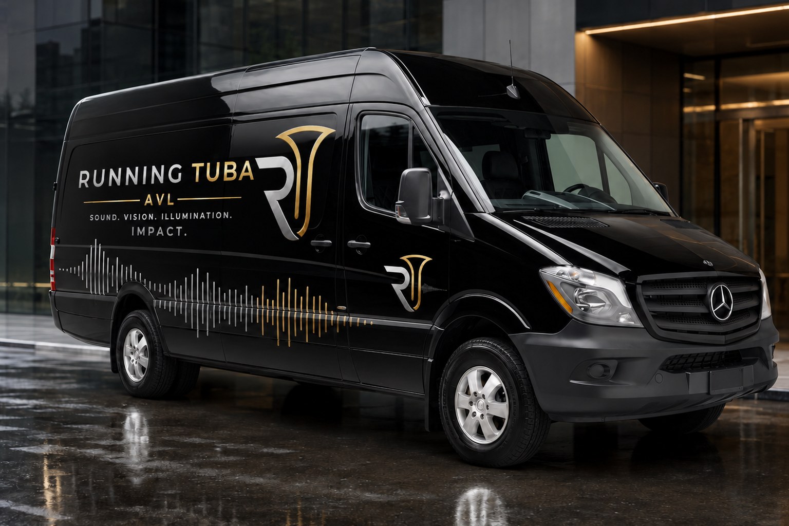 Branded Running Tuba AVL Sprinter van