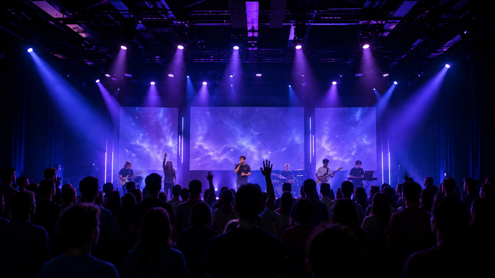 Contemporary Worship Lighting and Multi-Screen Projection